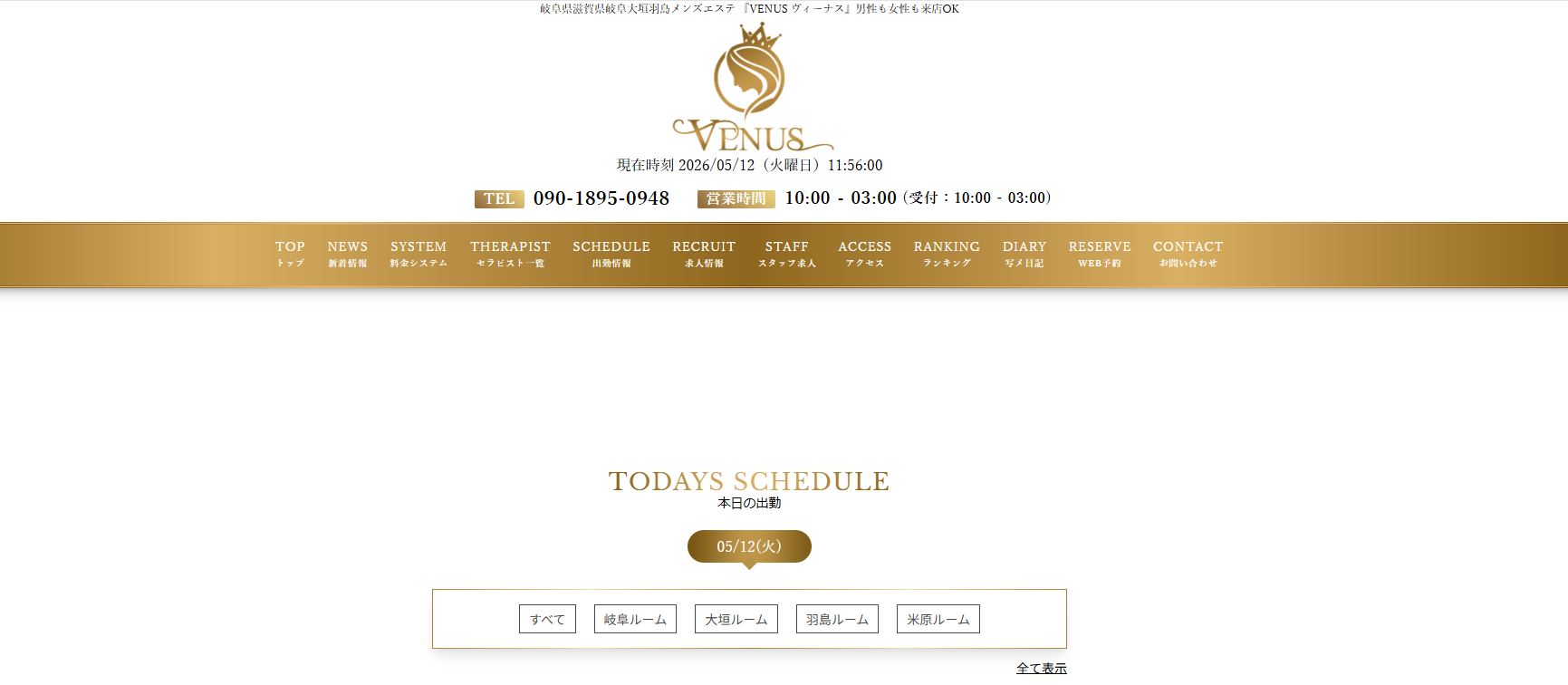 VENUSのHPトップ